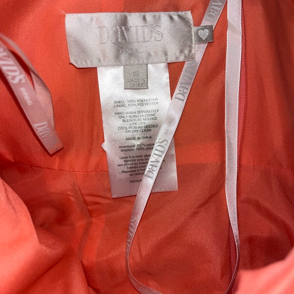David's Bridal coral Strapless Gown NEW! - Picture 5 of 7